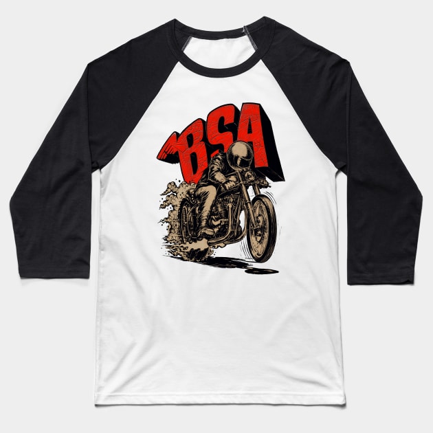 Vintage Retro BSA Street Racer Motorcycle Motormaniac Baseball T-Shirt by MotorManiac